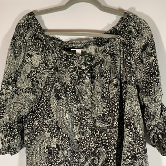 Westport Black & Cream Paisley Blouse Top - Picture 3 of 9